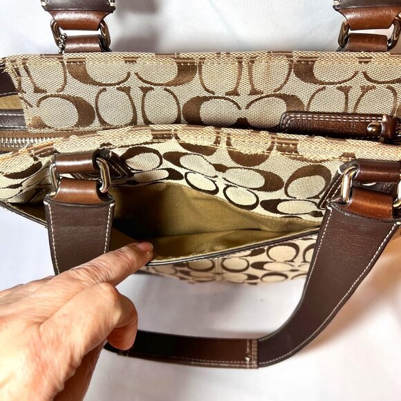 Coach Jacquard/Leather Hampton Collect. Vintage-Turnlock-Brown/Tan Textile Signa - Picture 6 of 16